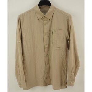 Gillz Performance Roll Tab Outdoor Shirt Men's Medium Tan Stretch Button Down